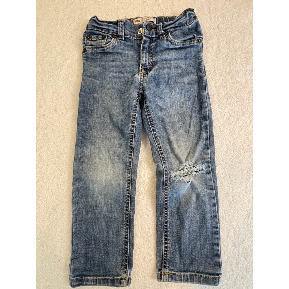 Levis 511 Slim Performance Boys Jeans 4T‎ Medium Wash Distressed Ripped Denim
